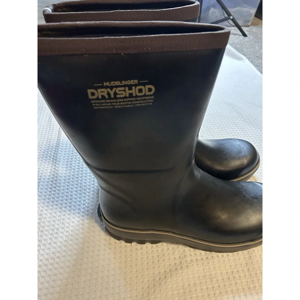 DRYSHOD Mudslinger Boots Men's Size 12 / 12.5 Black Waterproof Steel Shank